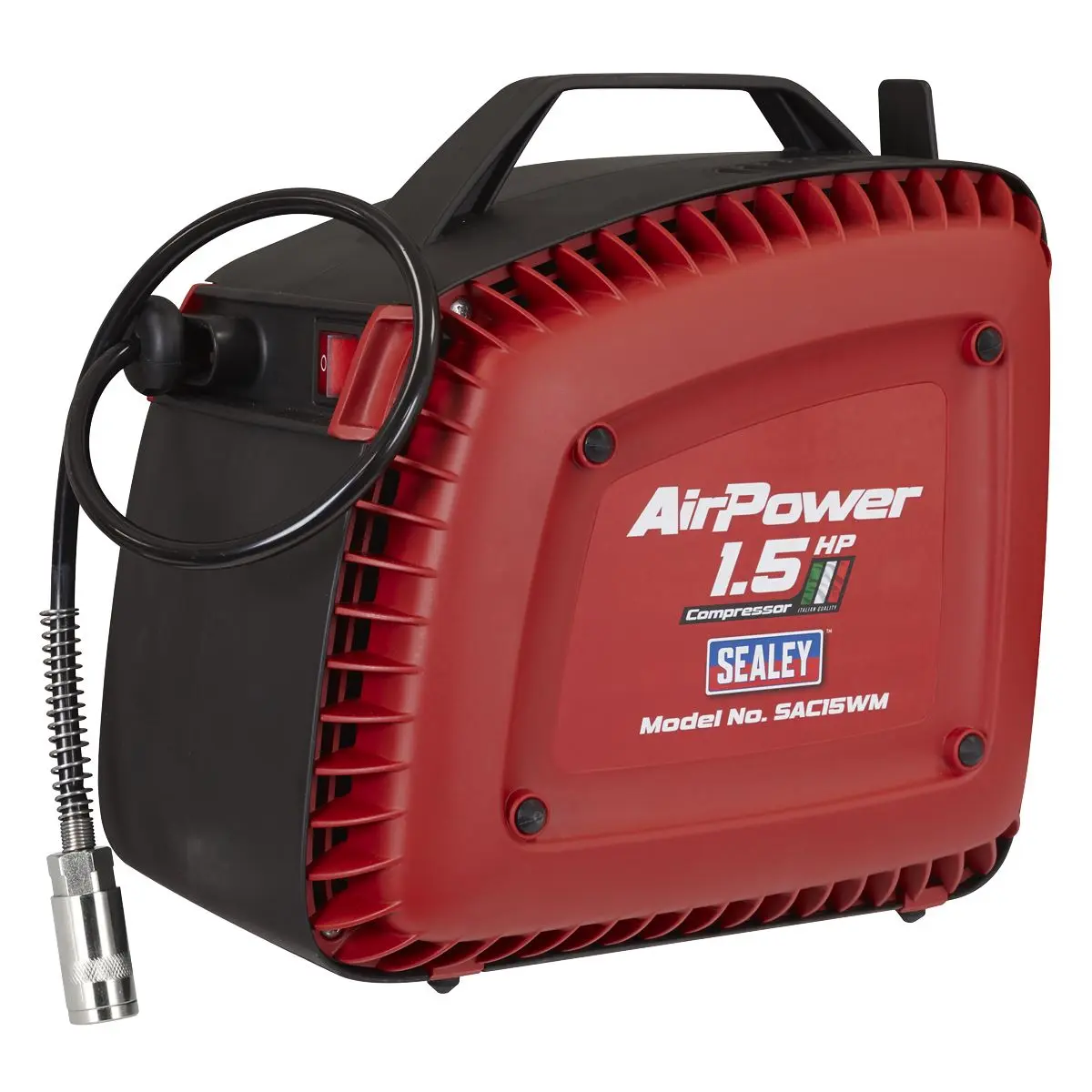 Sealey Wall Mounting Oil Free Air Compressor 1.5hp with 7m Retractable Hose Reel - Image 10