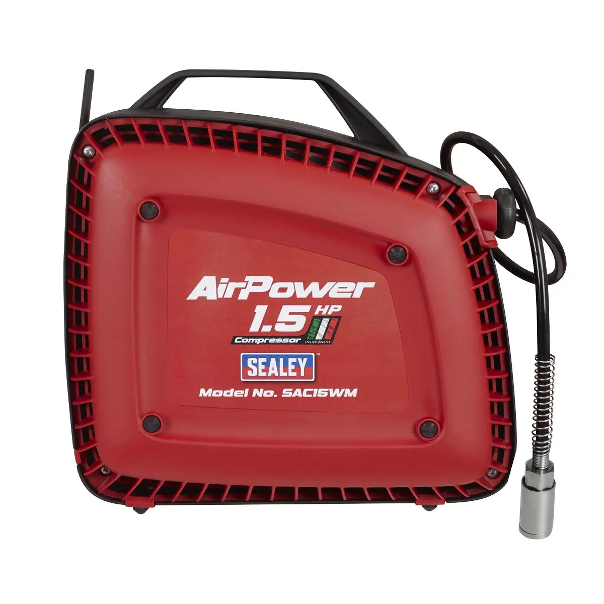 Sealey Wall Mounting Oil Free Air Compressor 1.5hp with 7m Retractable Hose Reel - Image 11