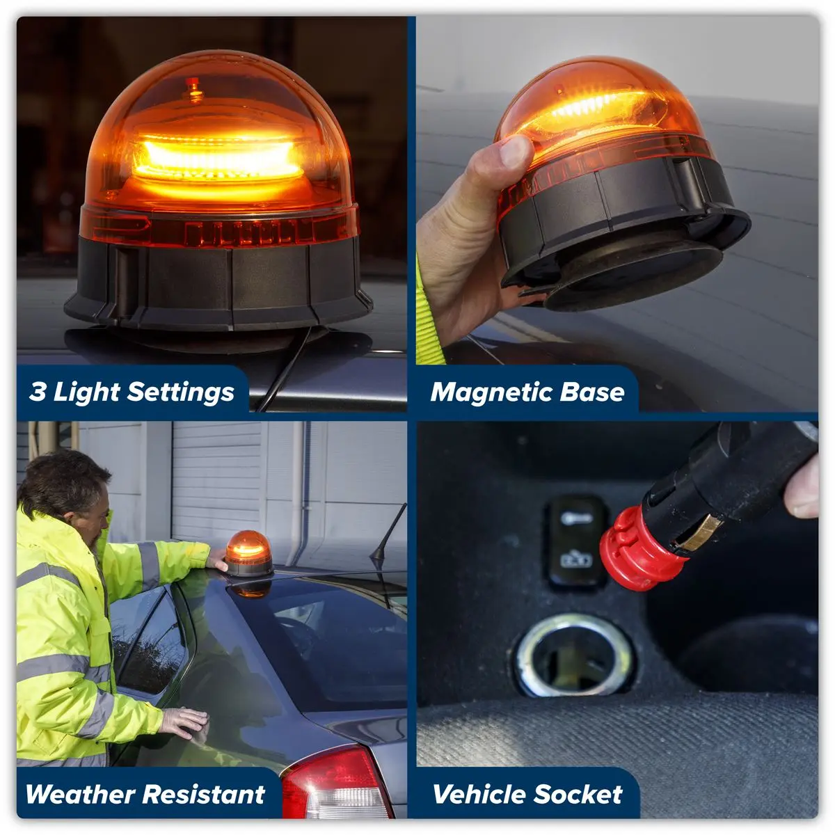 Sealey Warning Beacon 20W SMD LED 12/24V Magnetic Base - Image 3