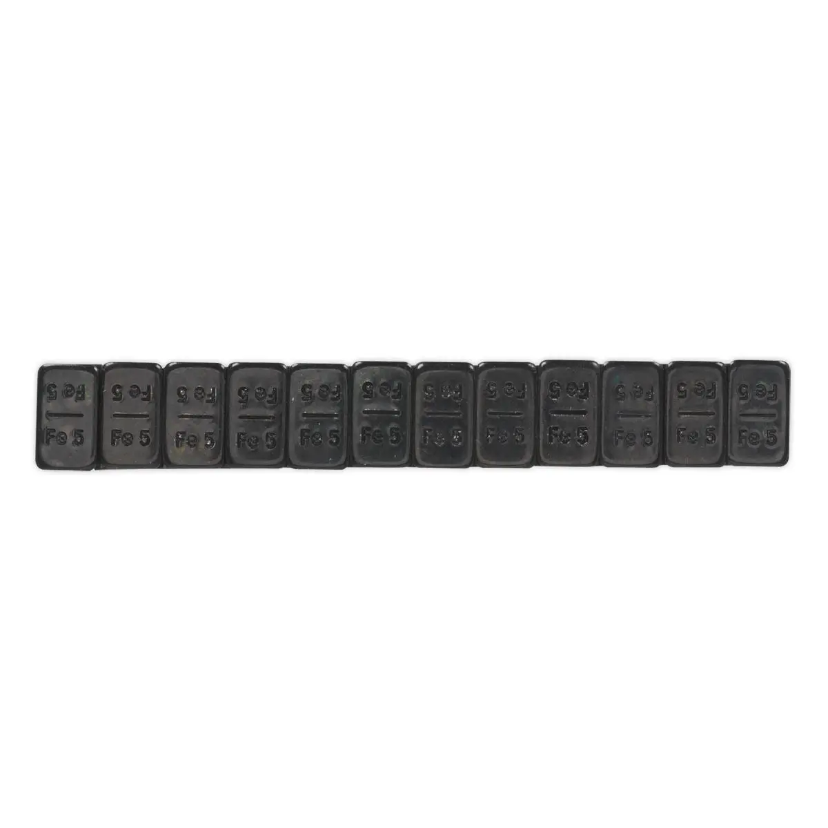 Sealey Wheel Weight 5g Adhesive Zinc Plated Steel Black Strip of 12 Pack of 50 - Image 2