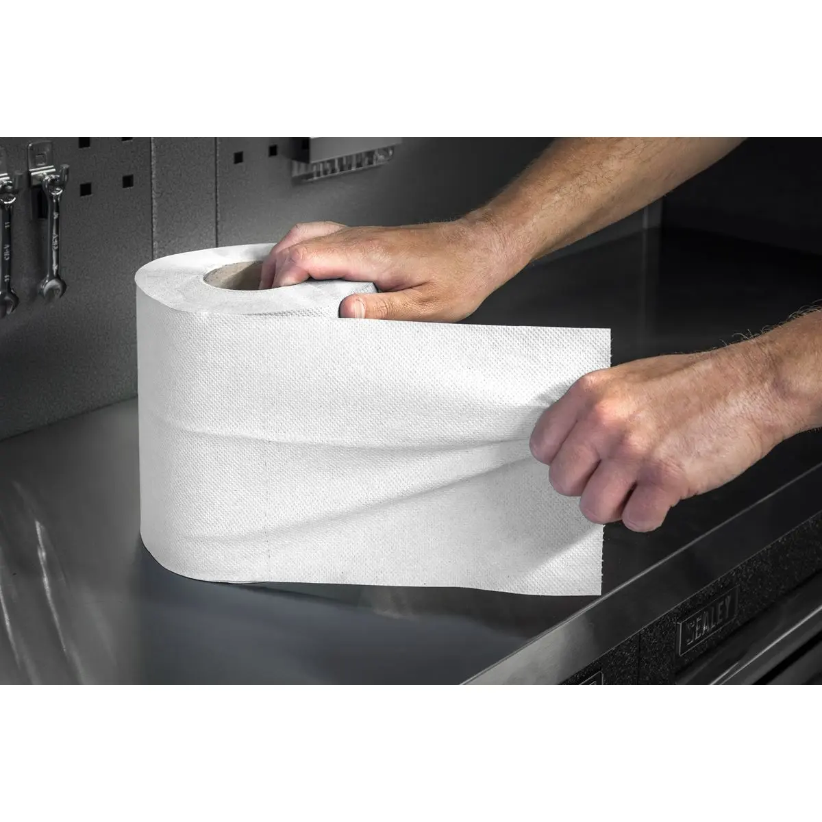 Sealey White Embossed 2-Ply Paper Roll 60m - Pack of 6 - Image 4