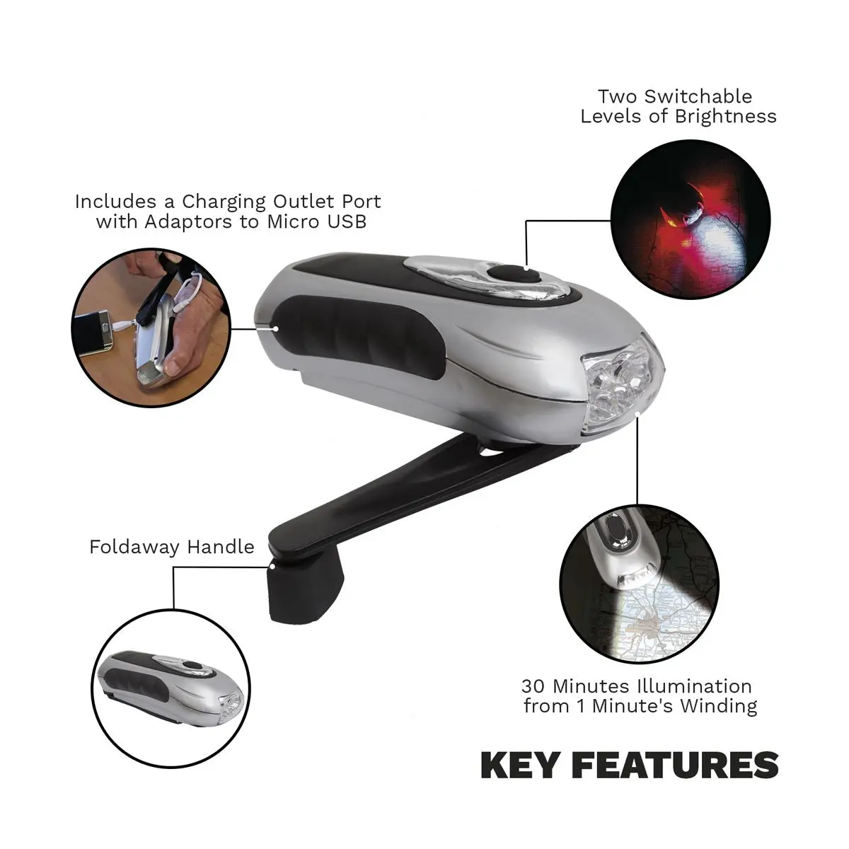 Sealey Rechargeable Wind-Up Torch 3 LED - Image 6