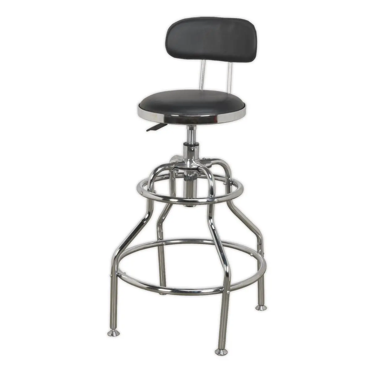 Sealey Pneumatic Workshop Stool with Adjustable Height Swivel Seat & Back Rest - Image 2