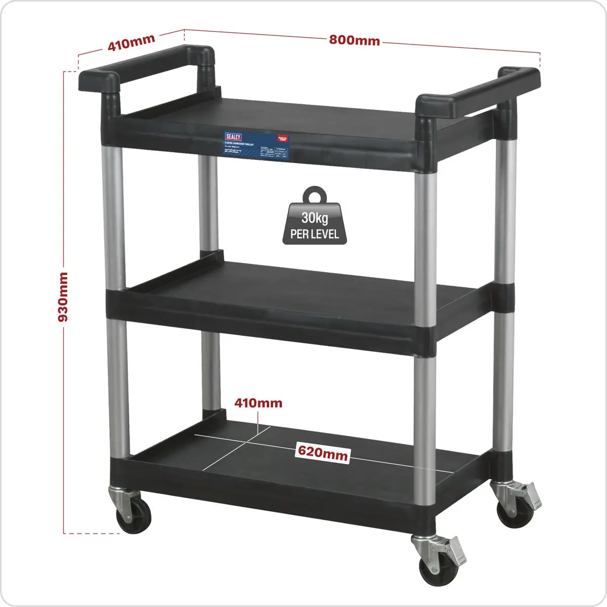 Sealey Workshop Trolley 3-Level - Image 6