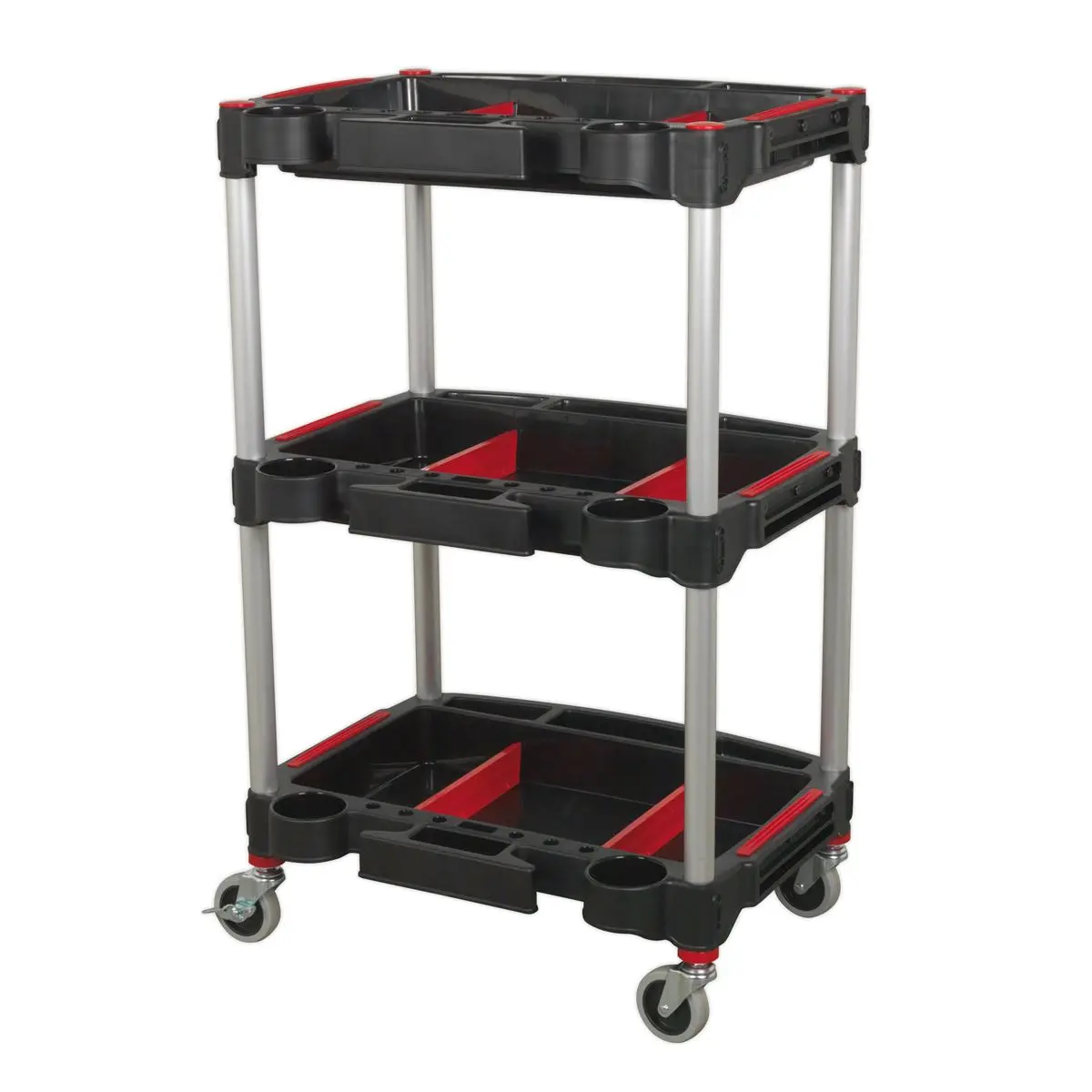 Sealey Workshop Trolley 3-Level Composite with Parts Storage - Image 6