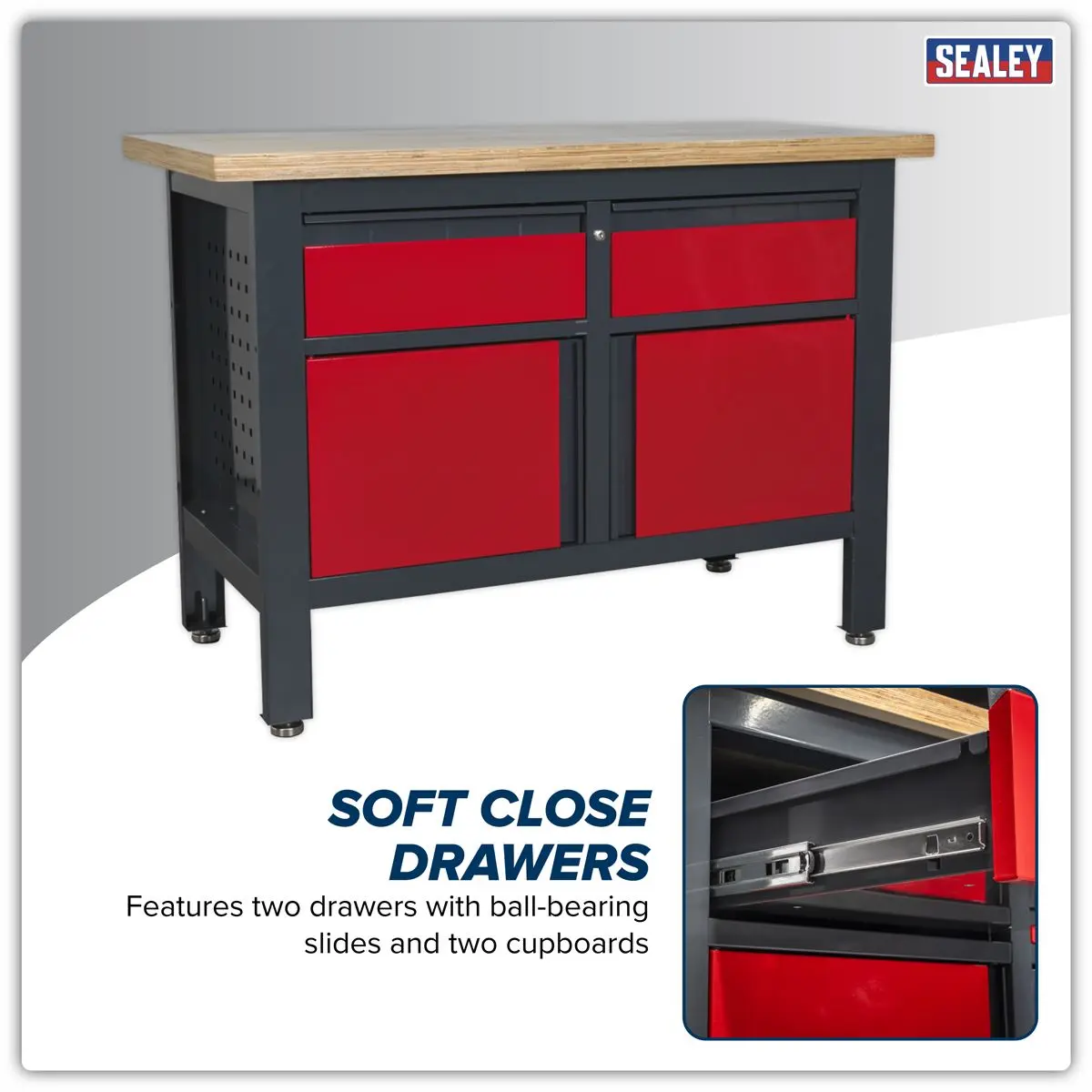 Sealey Workbench with 2 Drawers & 2 Cupboards - Image 3