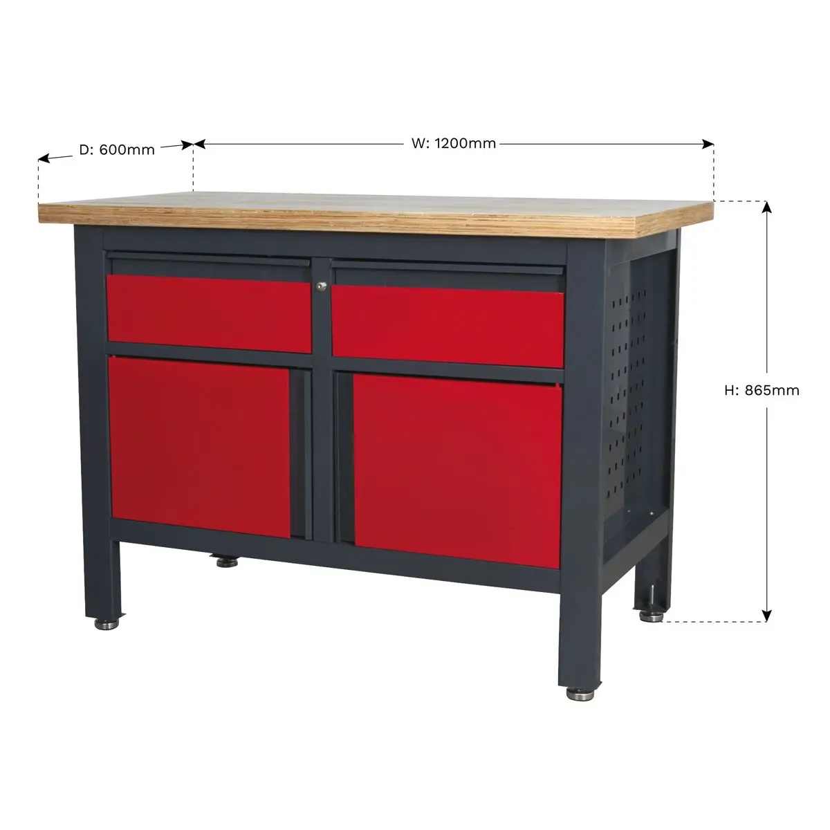 Sealey Workbench with 2 Drawers & 2 Cupboards - Image 4