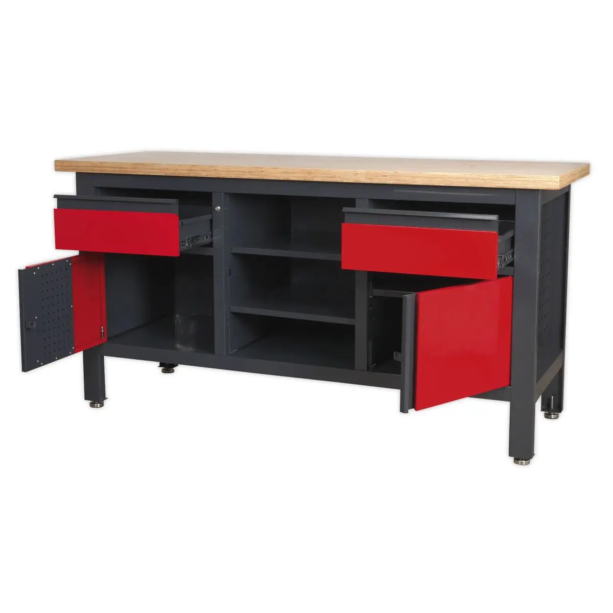 Sealey Workstation with 2 Drawers, 2 Cupboards & Open Storage - Image 3