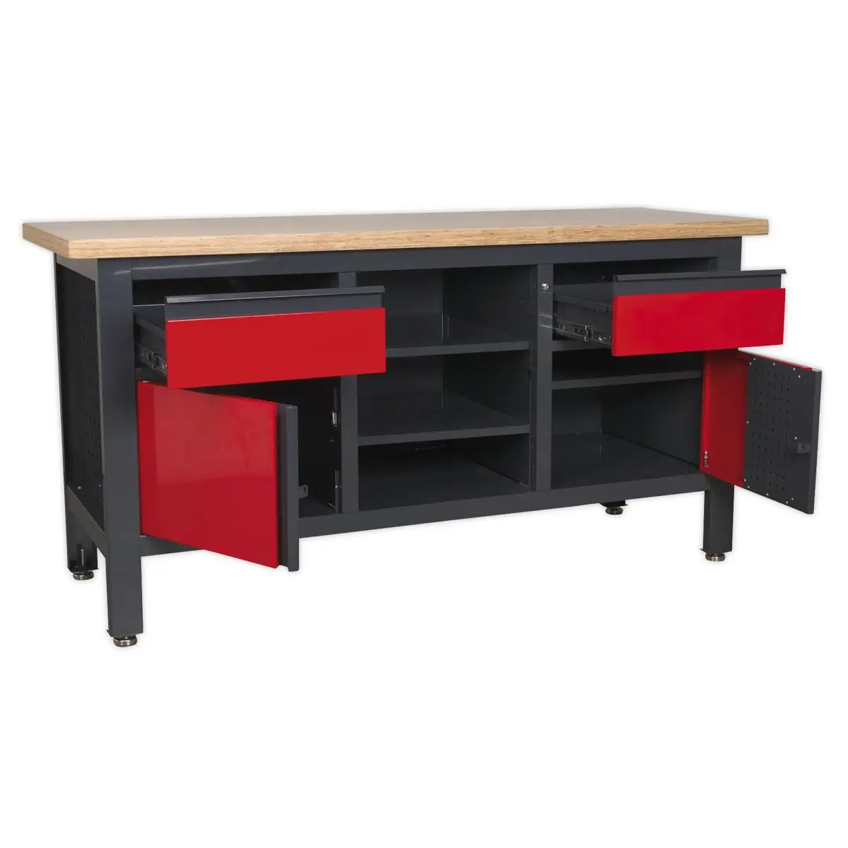 Sealey Workstation with 2 Drawers, 2 Cupboards & Open Storage - Image 6