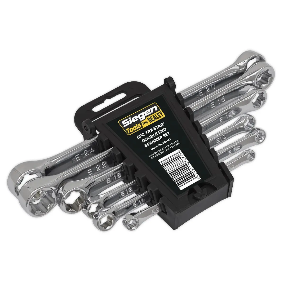 Siegen 6 Piece Trx Star Double End Spanner Set E6-E24 Torx Storage Mirror Finished - Image 3