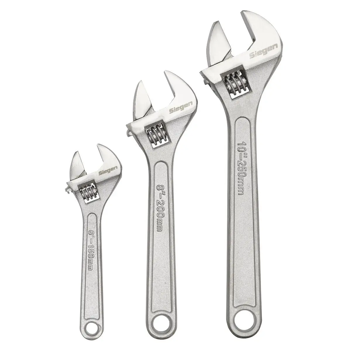 Siegen by Sealey Adjustable Wrench Set 3pc 150, 200 & 250mm - Image 2
