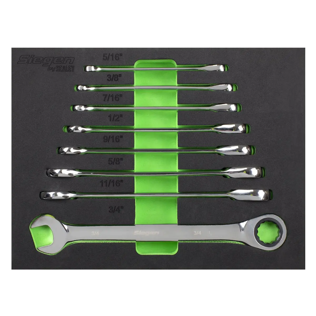 Siegen by Sealey Combination Ratchet Spanner Set 8pc Imperial - Image 3