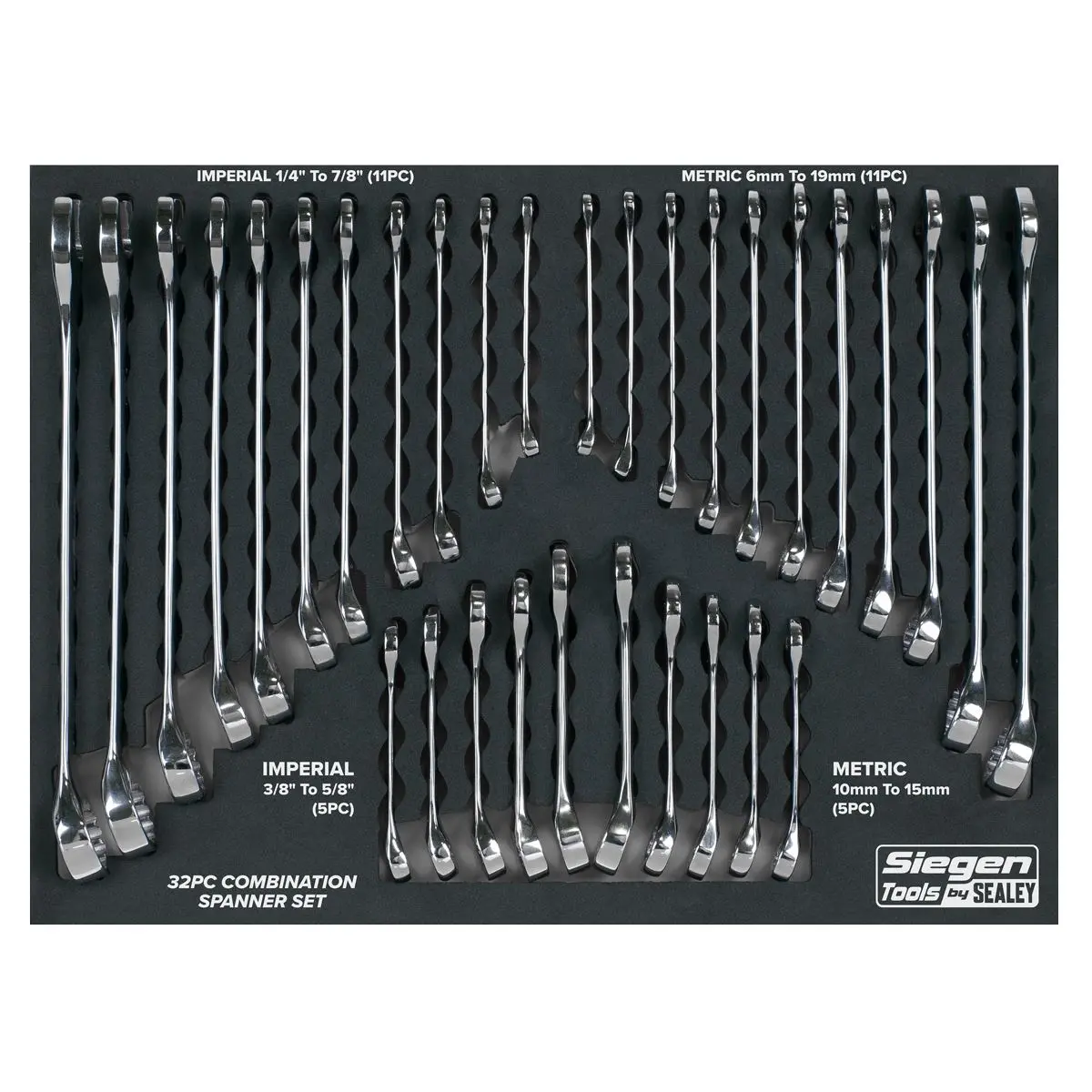 Siegen by Sealey Combination Spanner Set 32pc - Metric/Imperial - Image 4