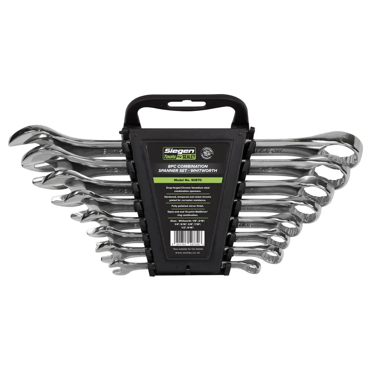 Siegen by Sealey Combination Spanner Set 8pc Whitworth - Image 3