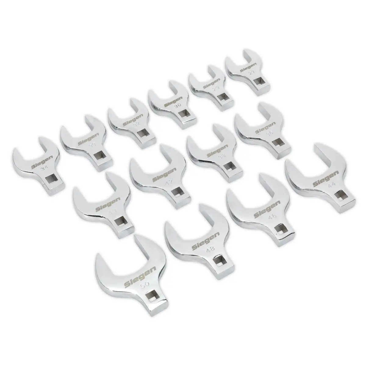 Siegen by Sealey Crow's Foot Open End Spanner Set 14pc 1/2"Sq Drive Metric