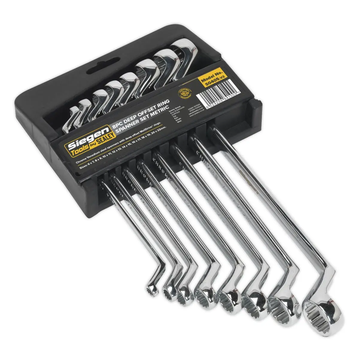 Siegen by Sealey Deep Offset Ring Spanner Set 8pc Metric - Image 2