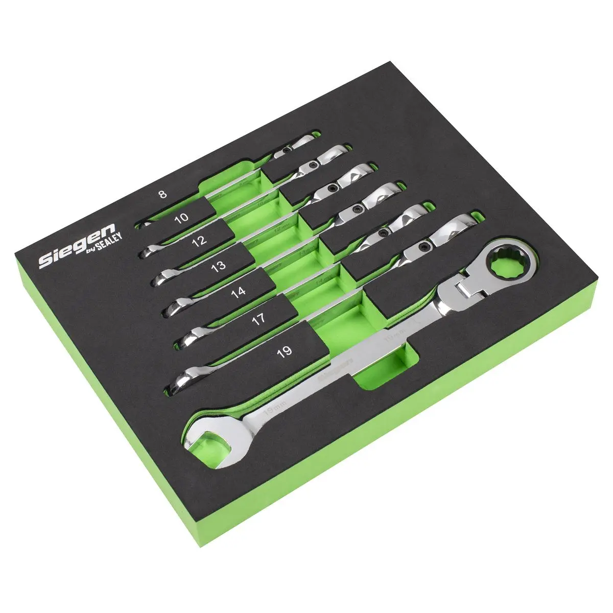 Siegen by Sealey Flexi-Head Combination Ratchet Spanner Set 7pc