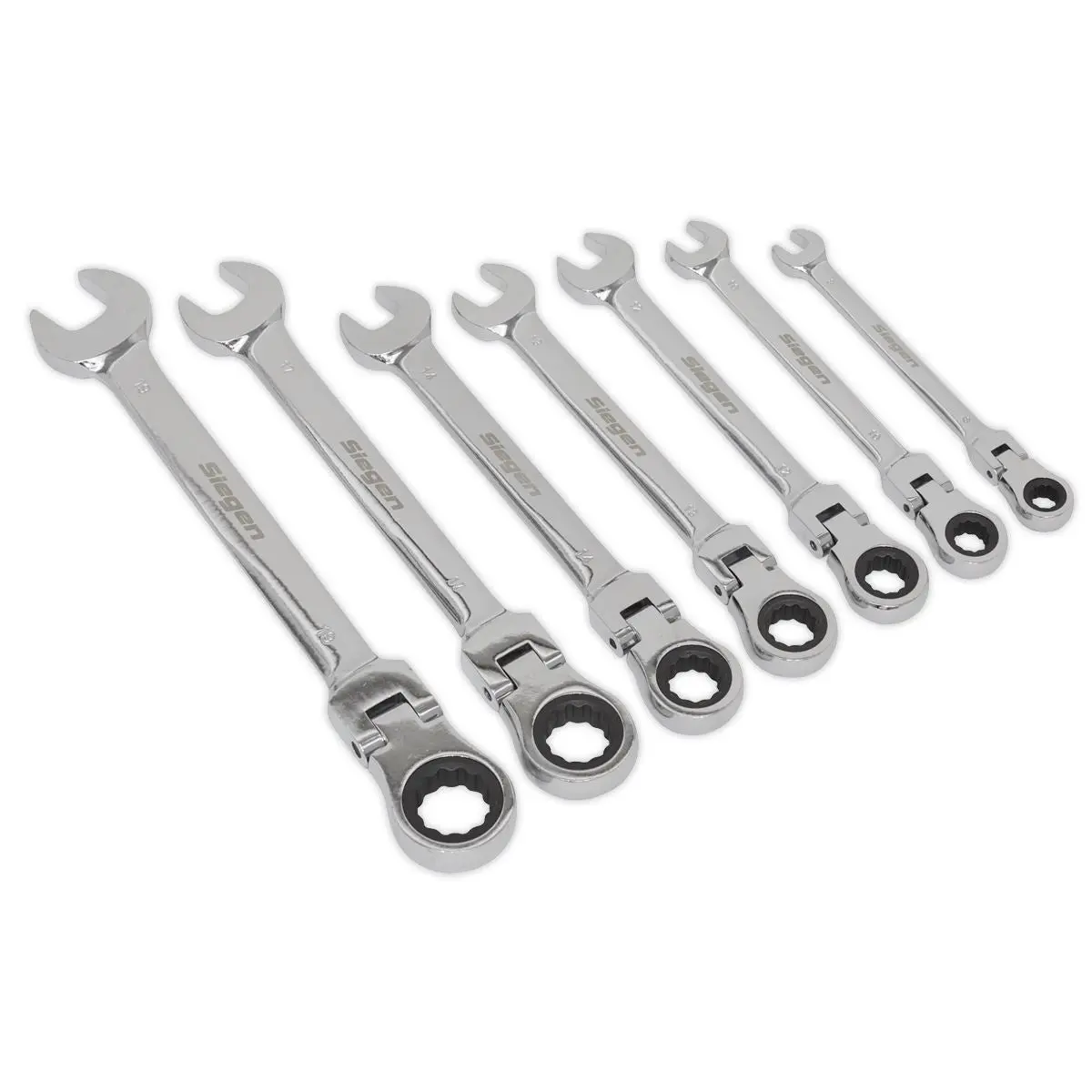 Siegen by Sealey Flexi-Head Combination Ratchet Spanner Set 7pc - Image 5