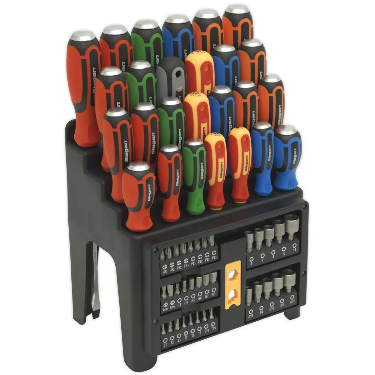 Siegen by Sealey Hammer-Thru Screwdriver, Bit & Nut Driver Set 61pc