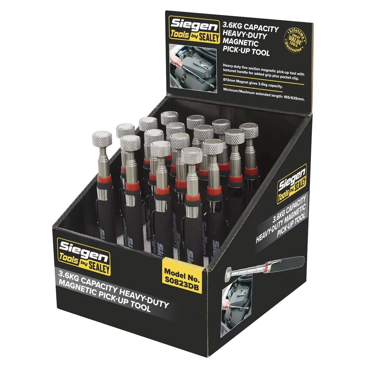 Siegen by Sealey Heavy-Duty Magnetic Pick-Up Tool 3.6kg Capacity Display Box of 16 - Image 2
