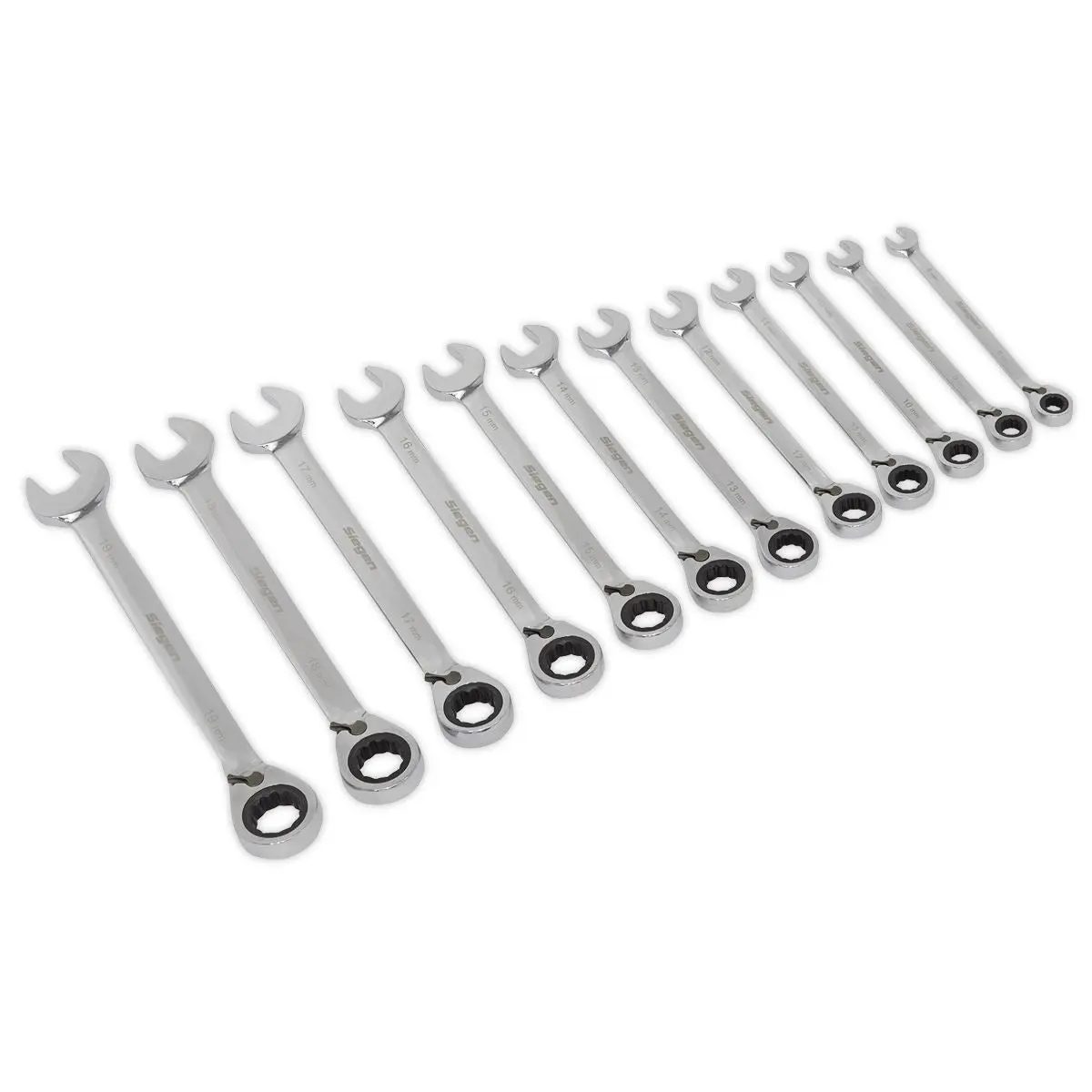 Siegen by Sealey Reversible Ratchet Combination Spanner Set 12pc Metric