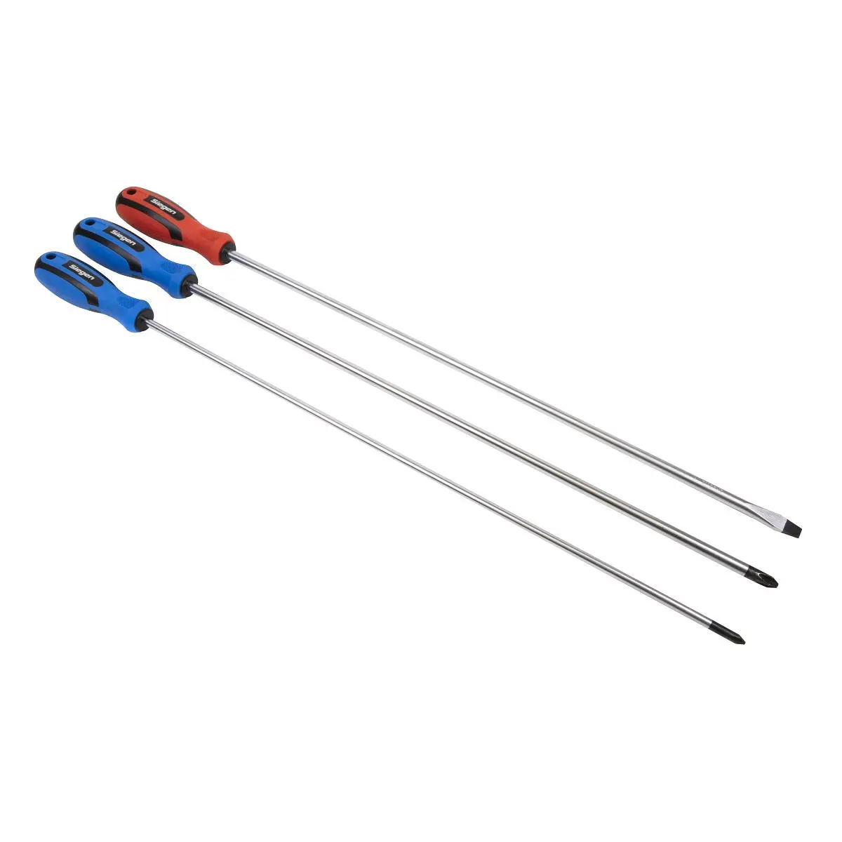 Siegen Screwdriver Set Extra Long Magnetised Tip Colour Coded Phillips Slotted - Image 3