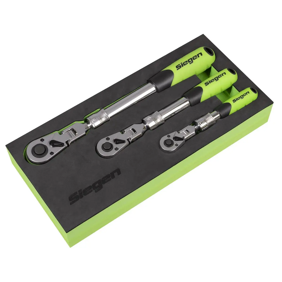 Siegen by Sealey Siegen Extendable Flexi-Head Ratchet Wrench Set 3pc