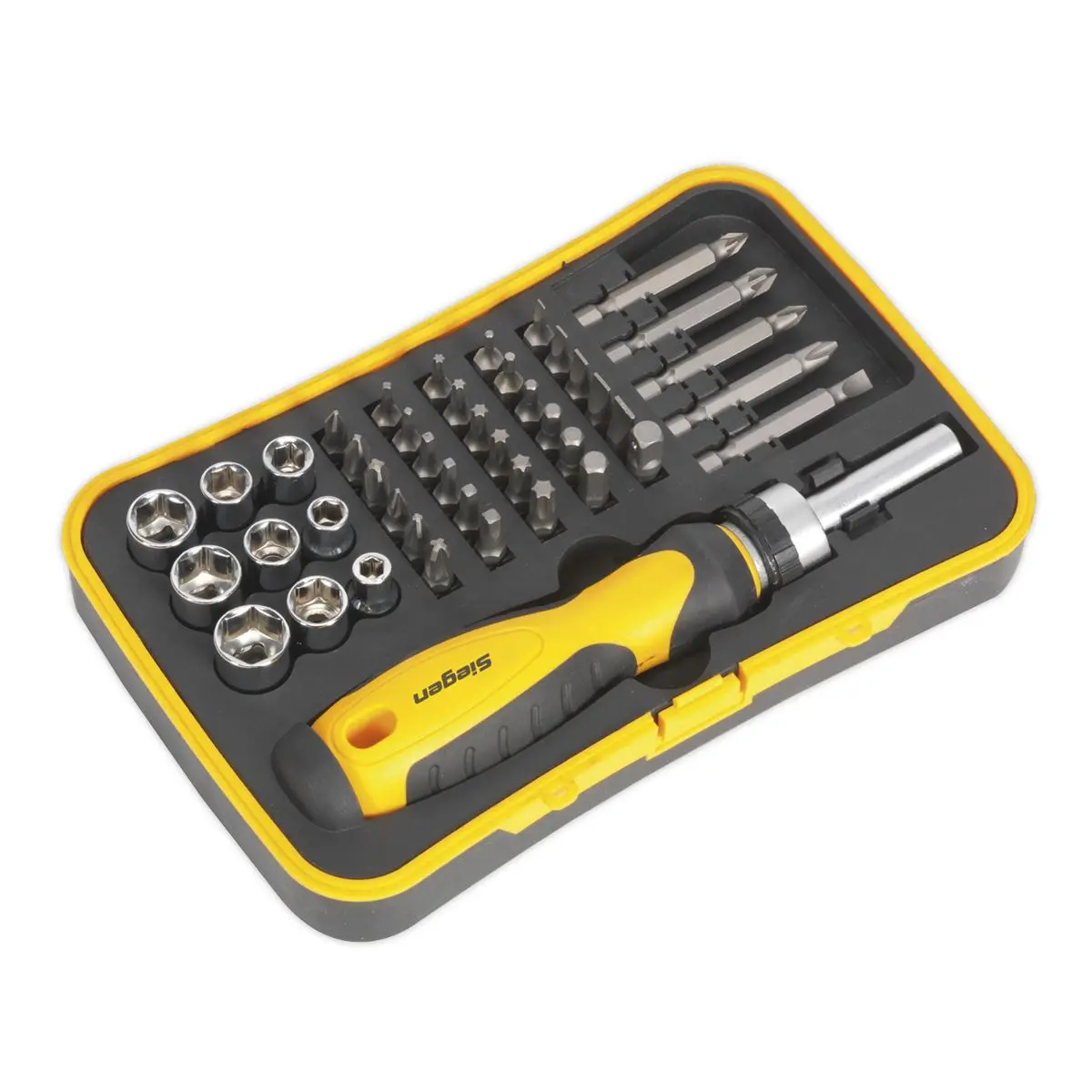 Siegen by Sealey Socket & Bit Set 45pc Ratchet Screwdriver - Image 4