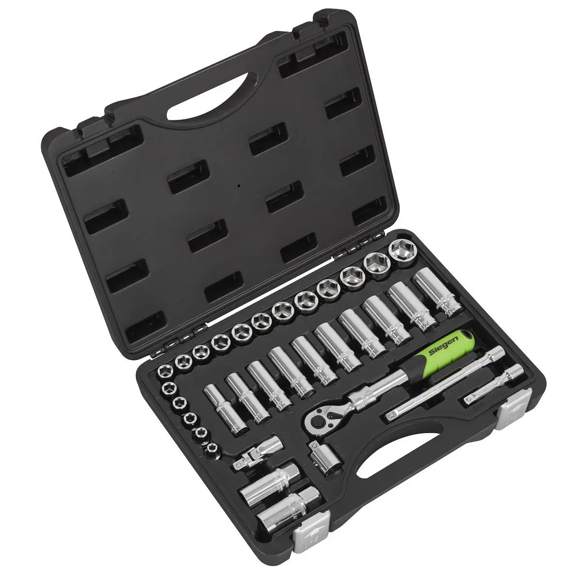 Siegen by Sealey Socket Set Extendable Ratchet 3/8"Sq Drive 34pc