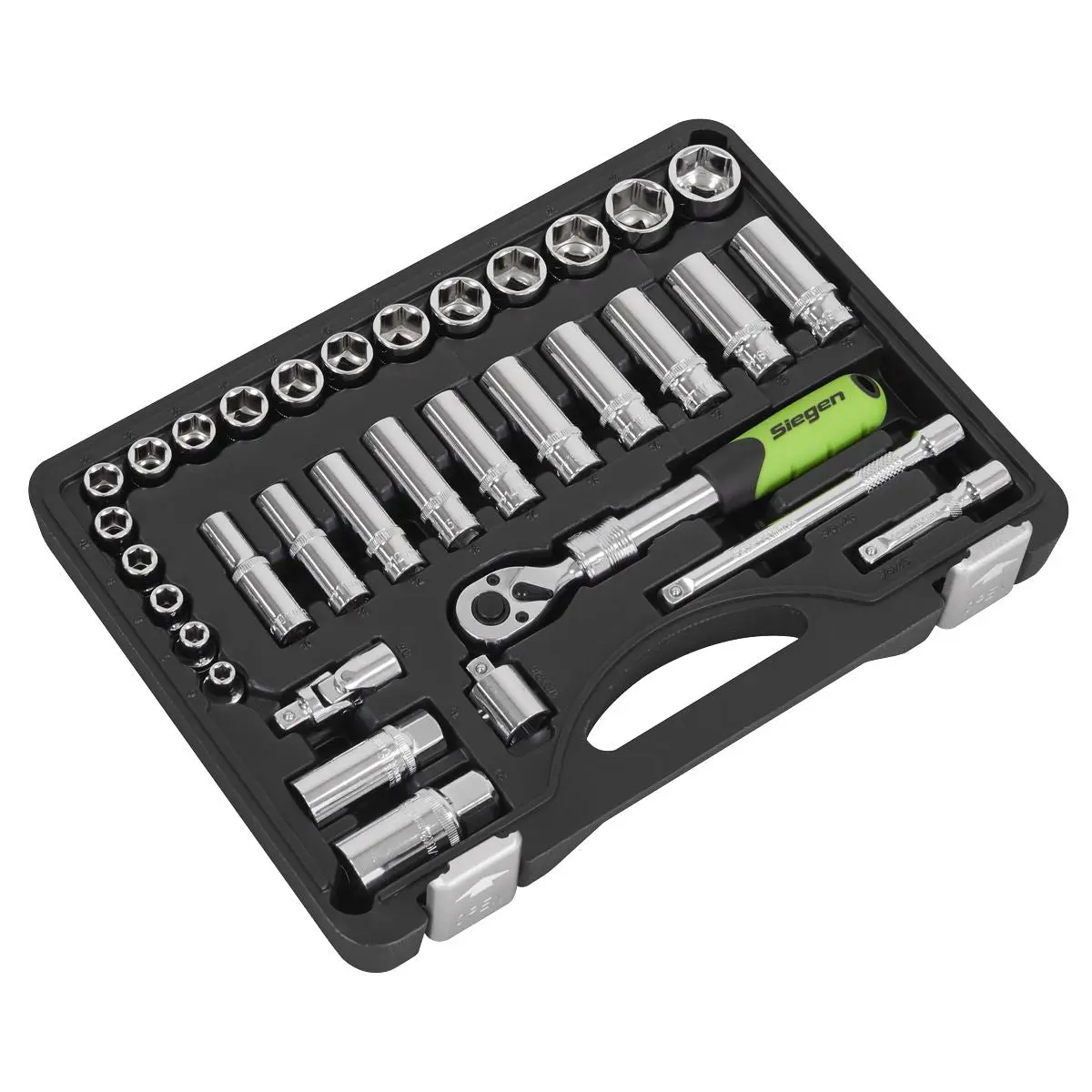 Siegen by Sealey Socket Set Extendable Ratchet 3/8"Sq Drive 34pc - Image 10