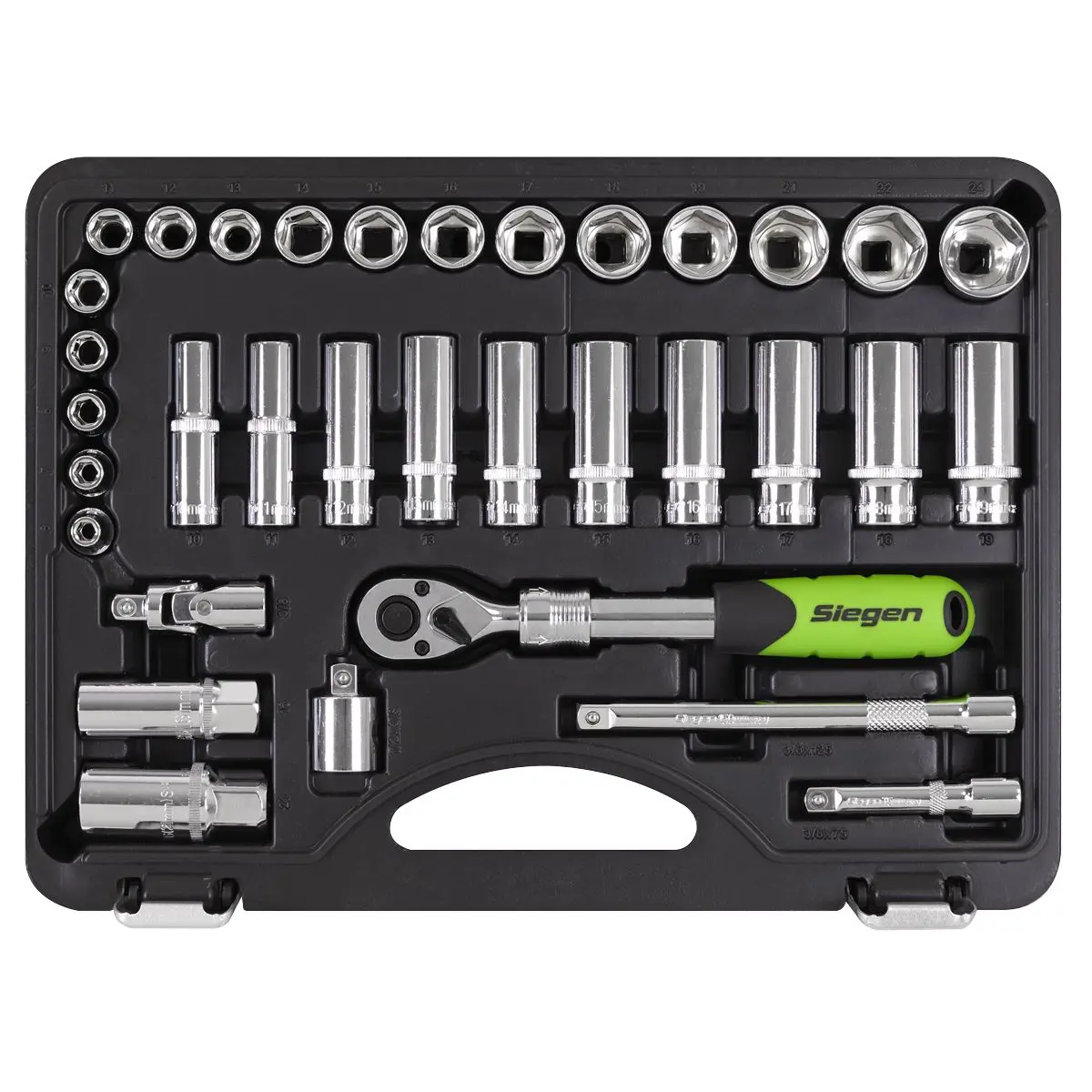 Siegen by Sealey Socket Set Extendable Ratchet 3/8"Sq Drive 34pc - Image 9
