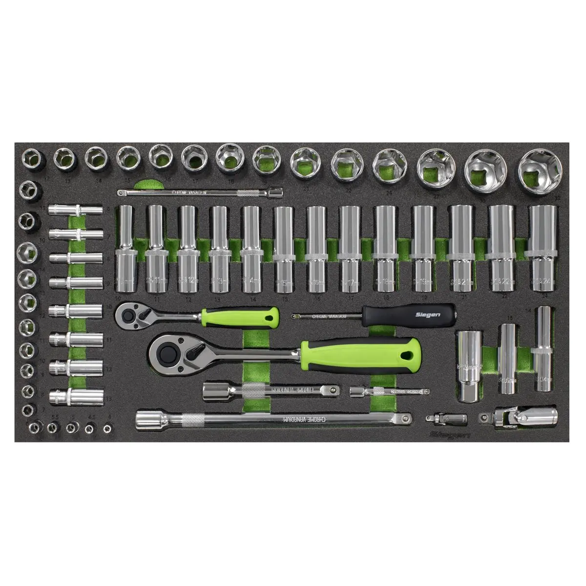Siegen by Sealey Tool Tray with Socket Set 62pc 1/4" & 1/2"Sq Drive Metric - Image 9