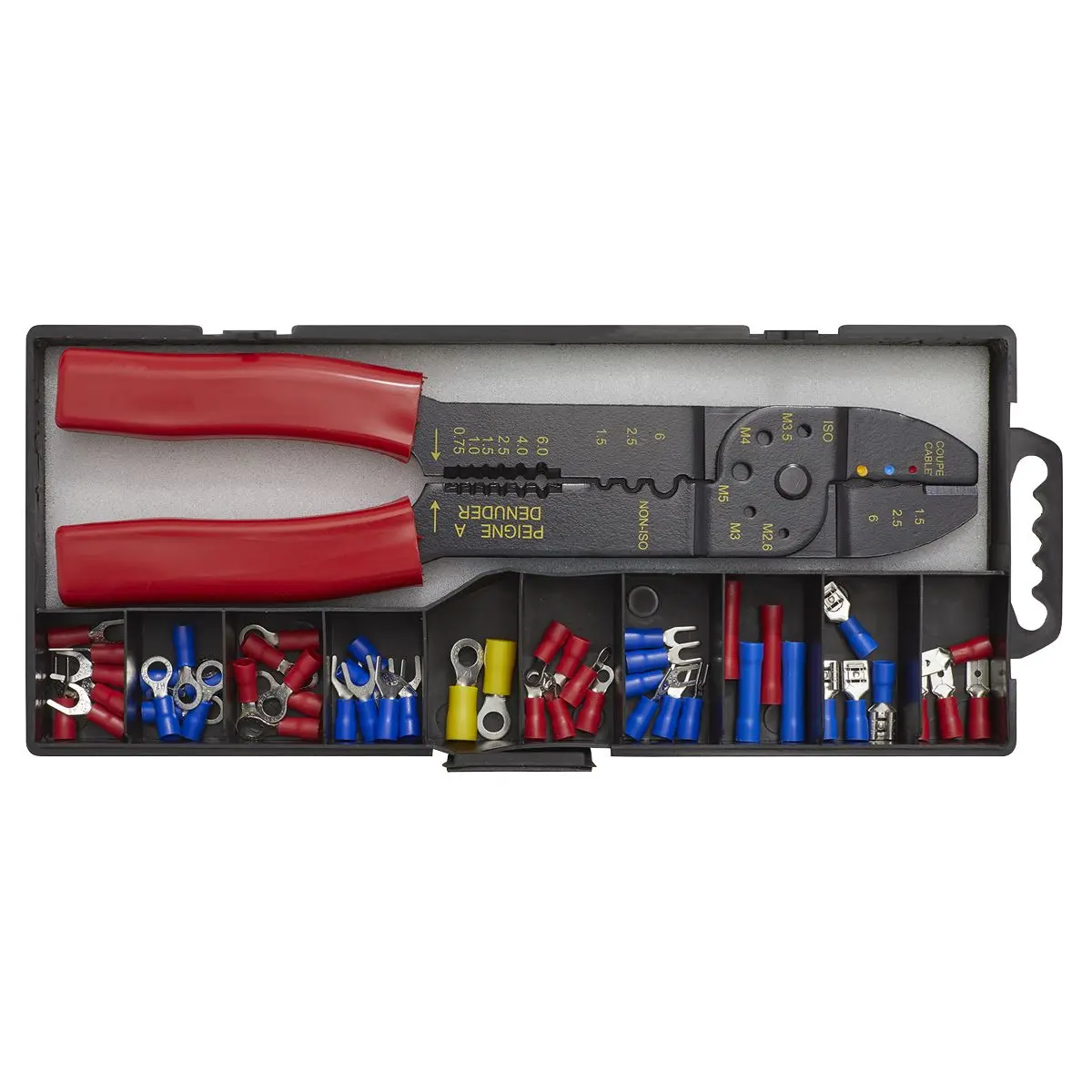 Siegen Crimping Tool Set with Terminals and Connectors in Storage Case - Image 3