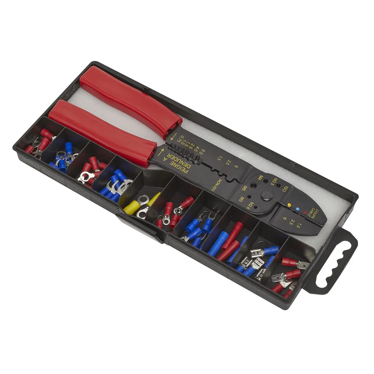 Siegen Crimping Tool Set with Terminals and Connectors in Storage Case - Image 4