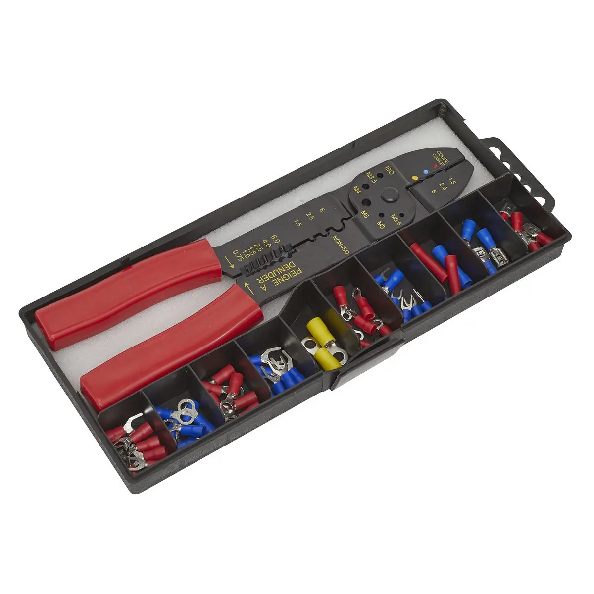 Siegen Crimping Tool Set with Terminals and Connectors in Storage Case - Image 5