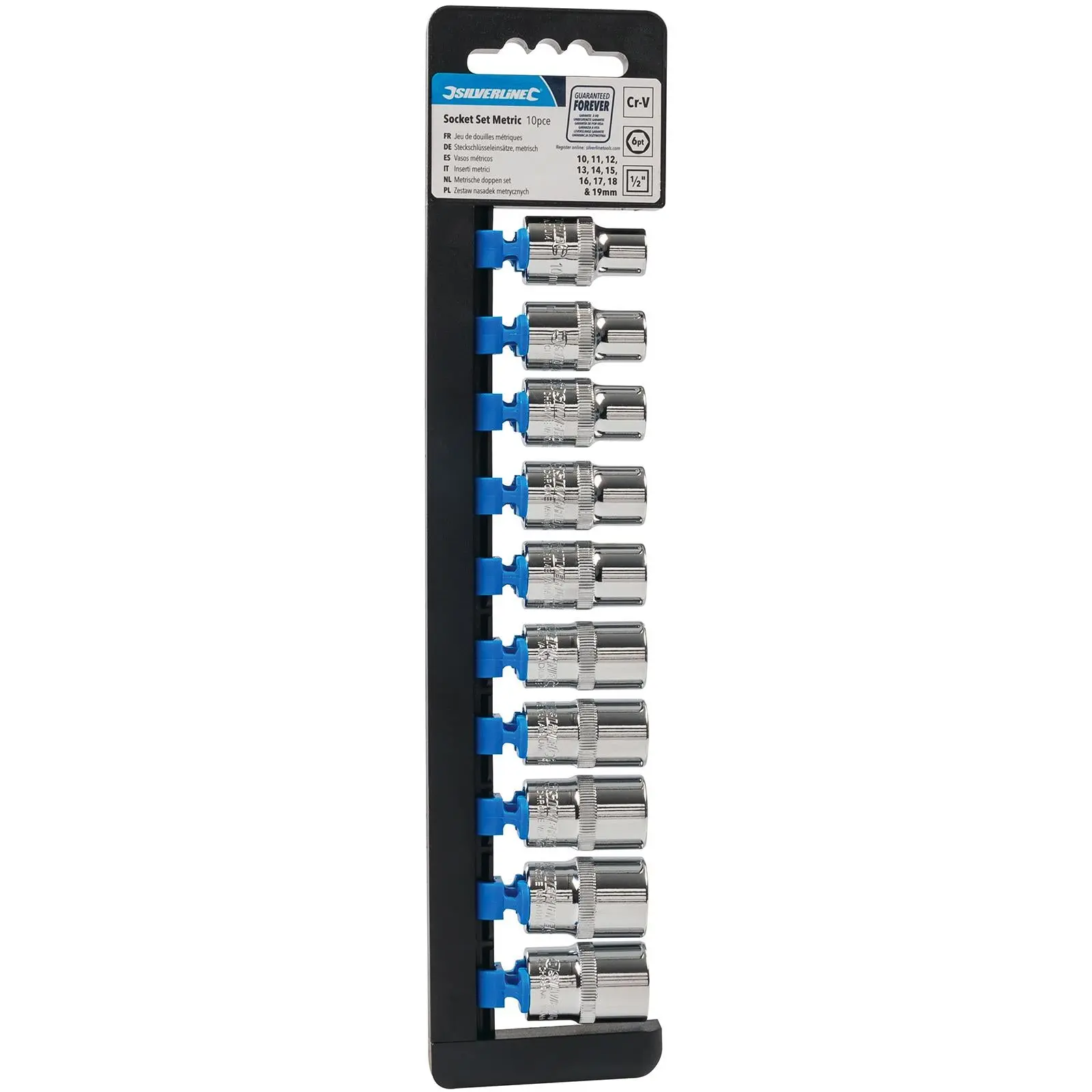 Silverline 10 Piece 1/2" Drive Metric Socket Set 10-19mm Garage Mechanic Engineer - Image 2