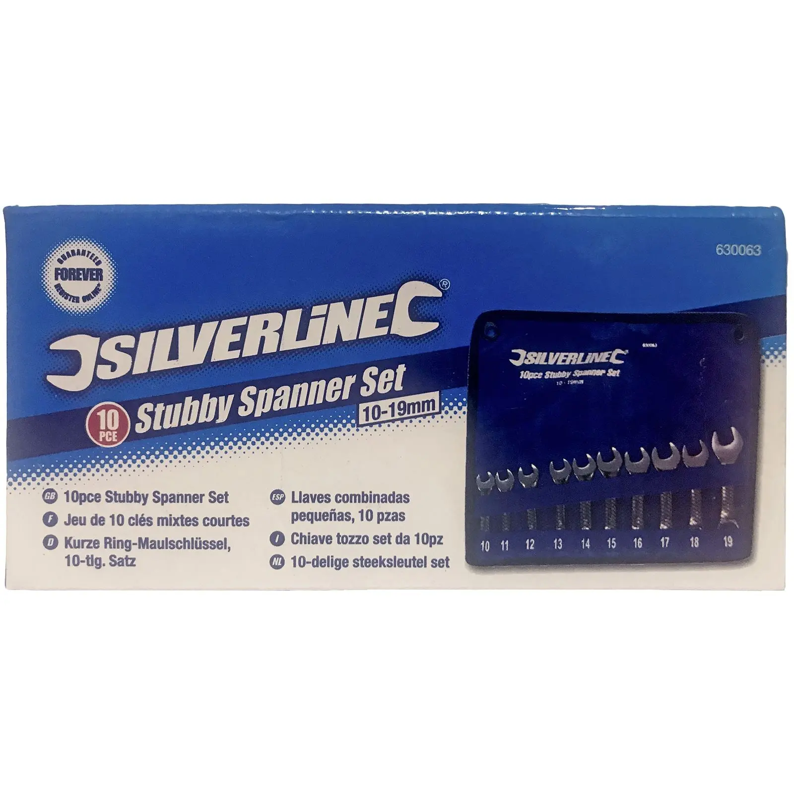 Silverline 10 Piece Stubby Spanner Set Open Bi-Hexagonal Wrench Engineering - Image 2