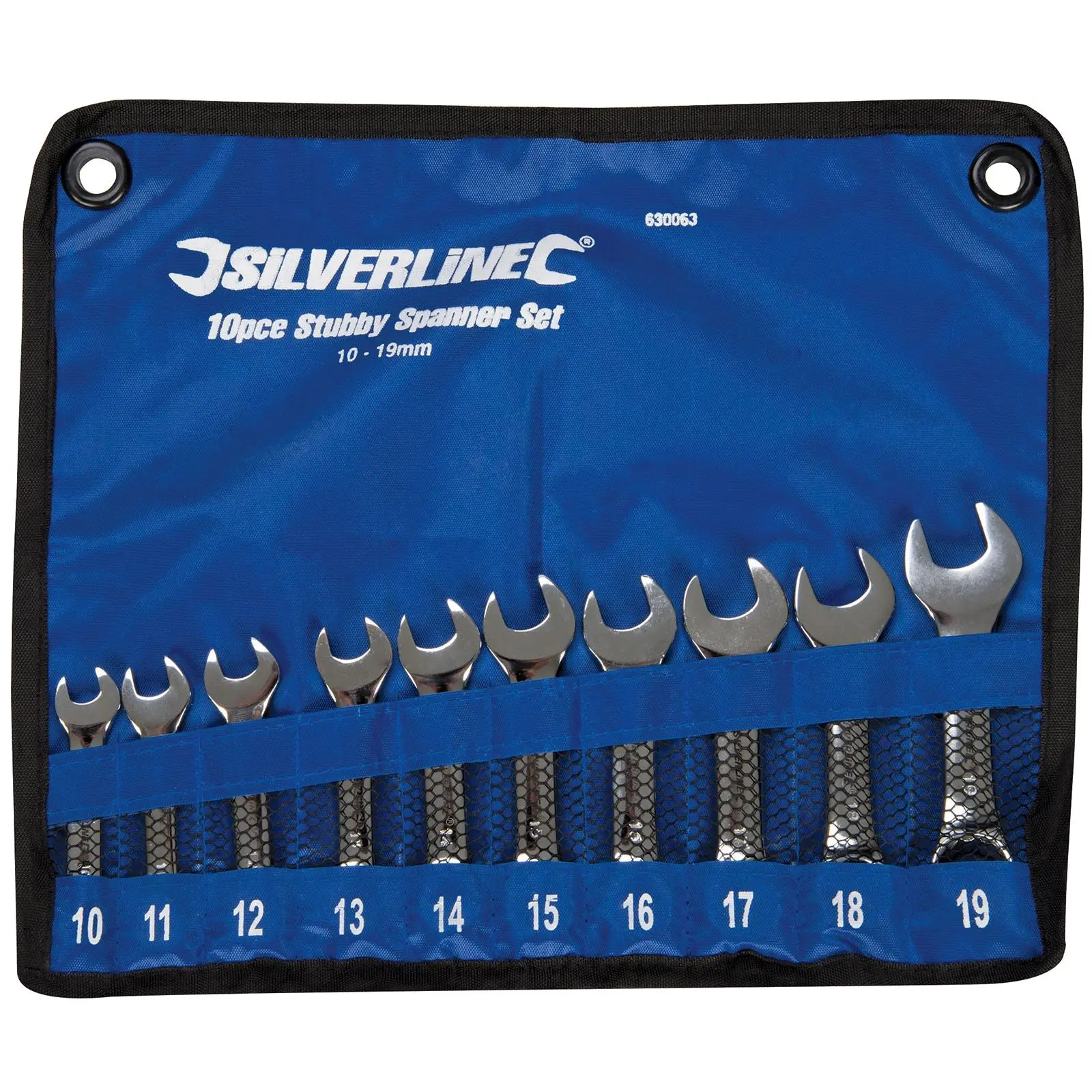 Silverline 10 Piece Stubby Spanner Set Open Bi-Hexagonal Wrench Engineering - Image 3