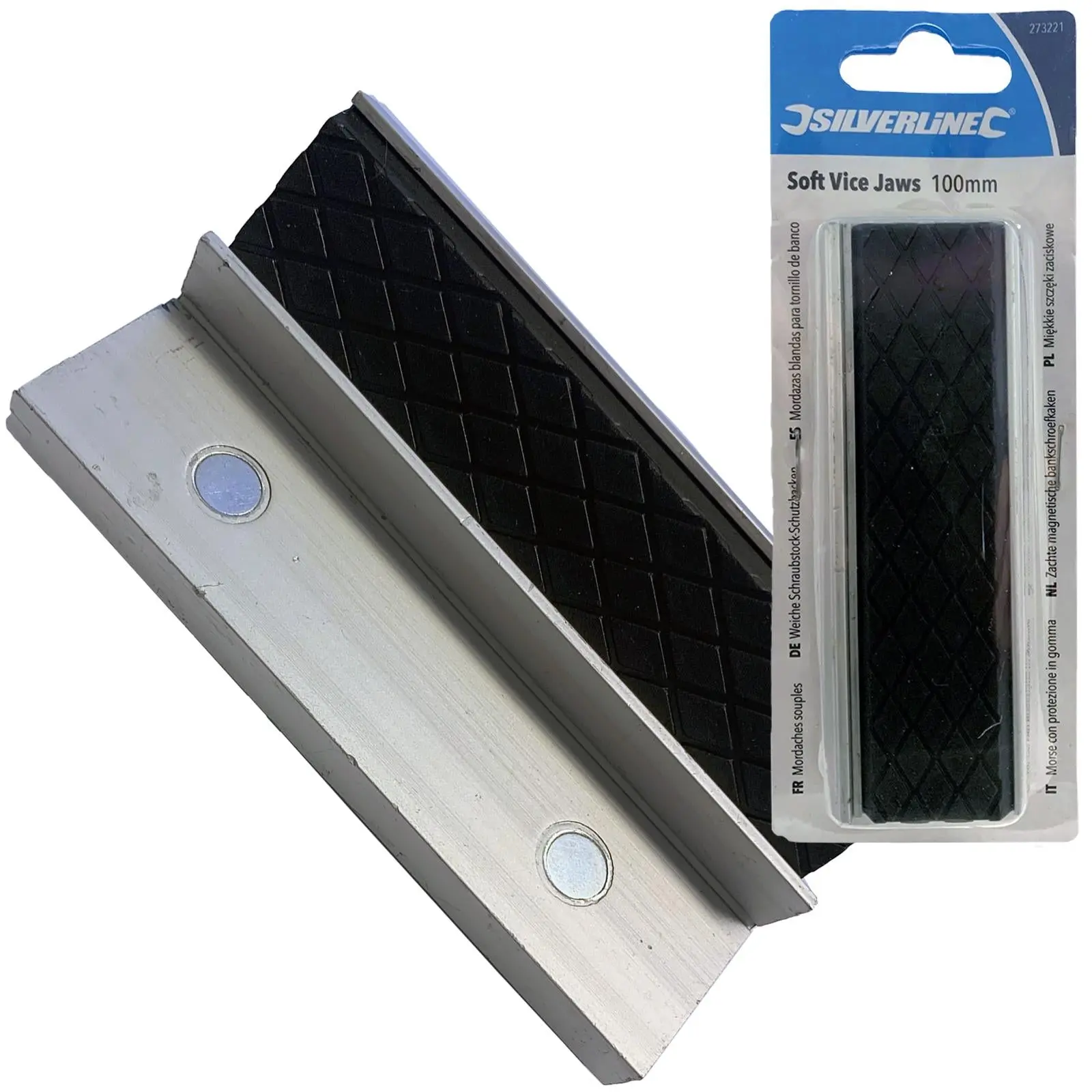 Silverline 100mm Soft Grip Vice Jaws Rubber Magnetic Base Workshop - Image 3