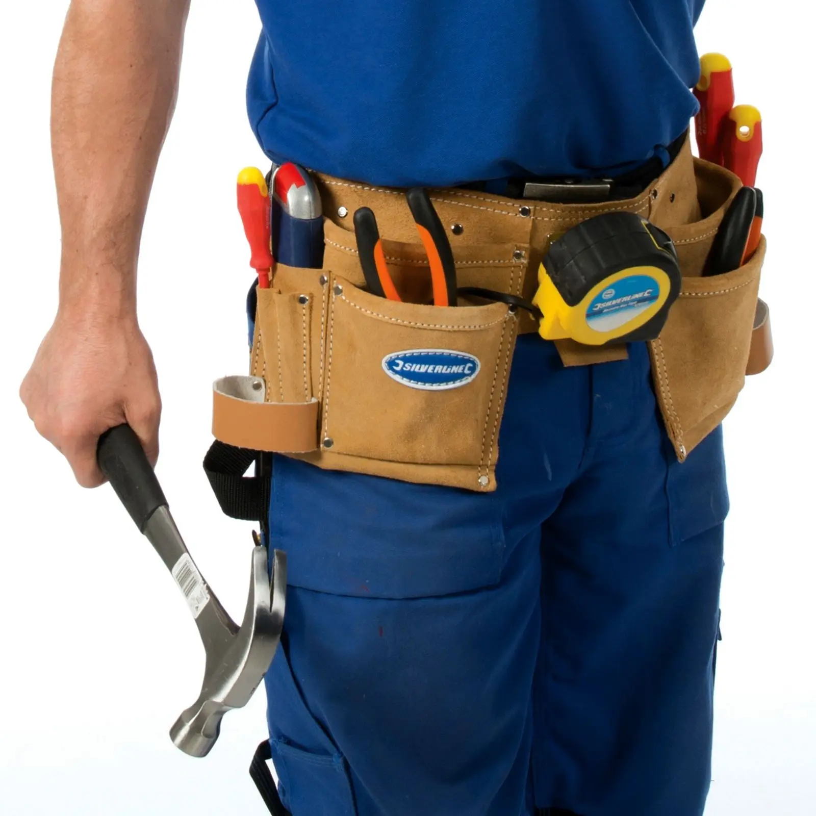 Silverline 11 Pocket Double Pouch Tool Belt Hammer Tape Holder Work DIY - Image 2