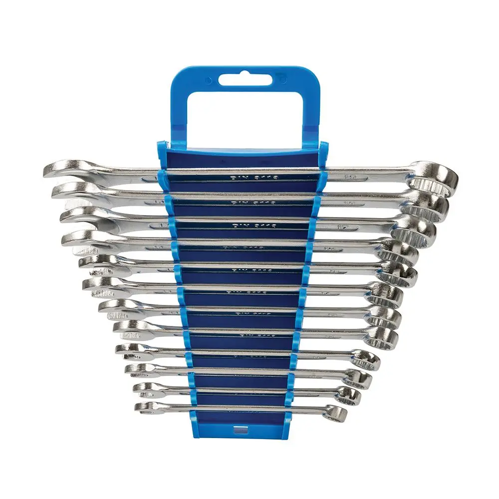 Silverline 12 Piece Combination Spanner Set 8-19mm Open End Hex Storage Rack - Image 10