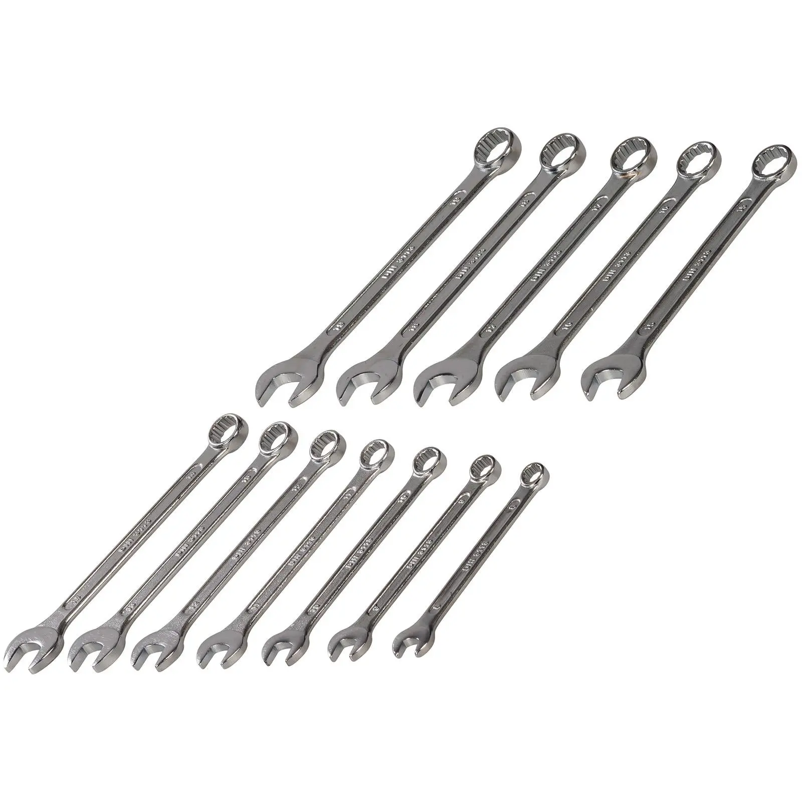 Silverline 12 Piece Combination Spanner Set 8-19mm Open End Hex Storage Rack - Image 4