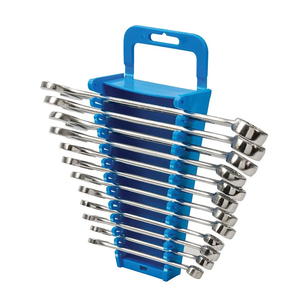 Silverline 12 Piece Combination Spanner Set 8-19mm Open End Hex Storage Rack - Image 5