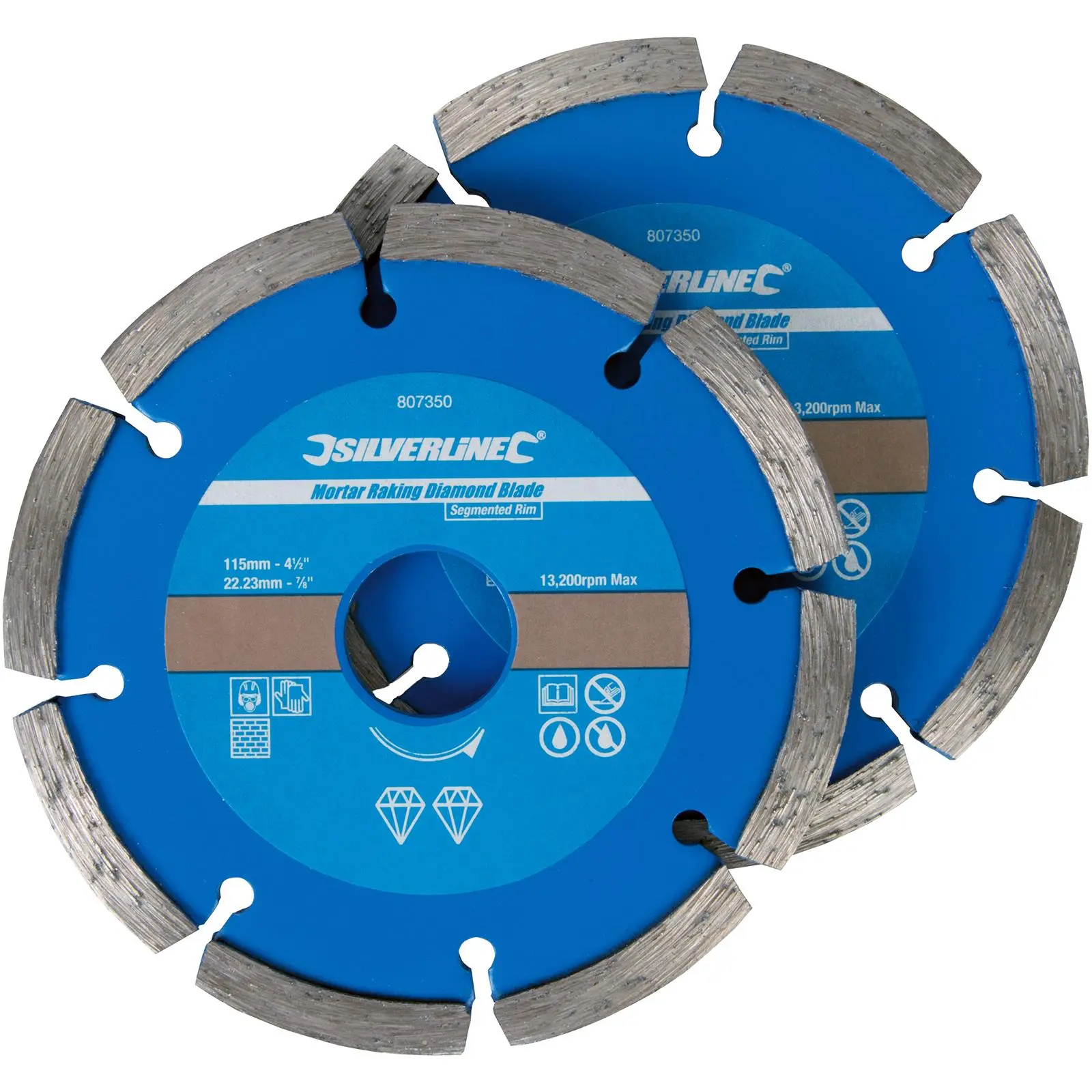 Silverline 2 Piece Segmented Mortar Rake Diamond Blade Cutting Angle Grinder - Image 2