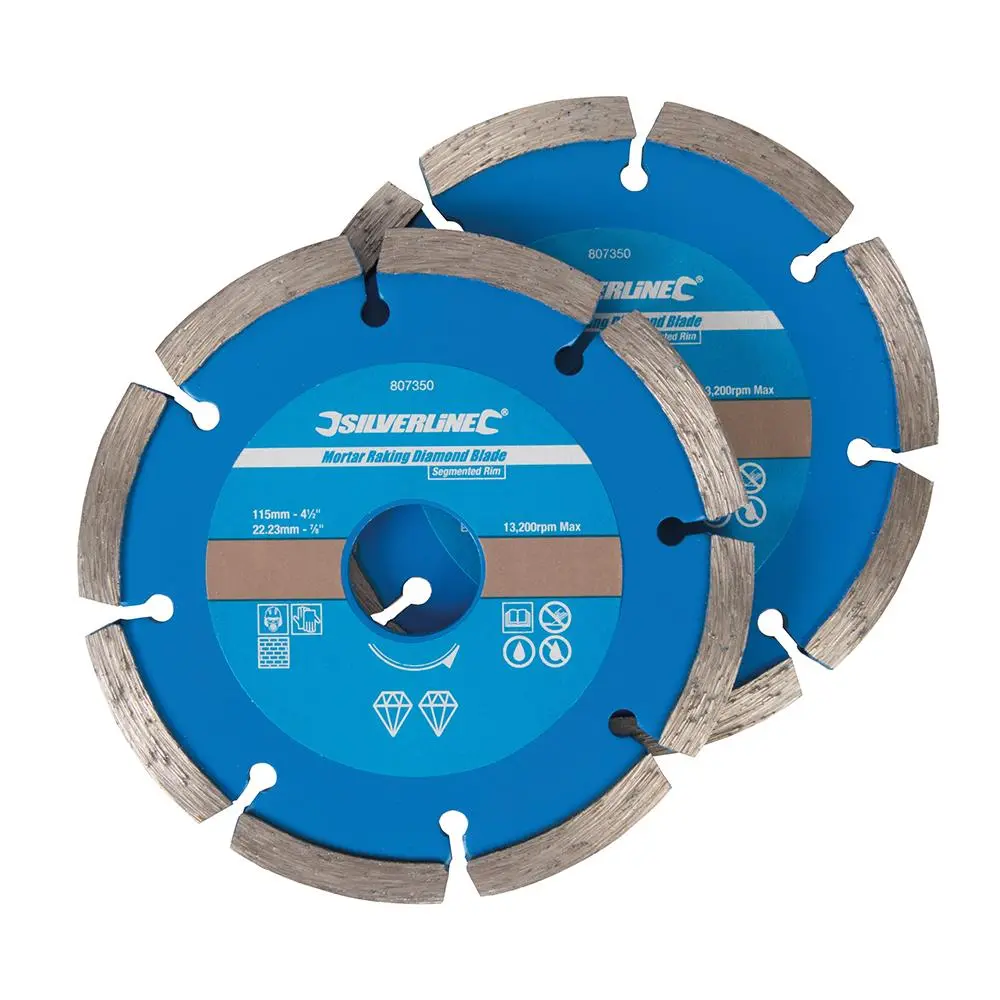 Silverline 2 Piece Segmented Mortar Rake Diamond Blade Cutting Angle Grinder - Image 4