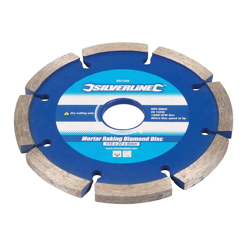 Silverline 2 Piece Segmented Mortar Rake Diamond Blade Cutting Angle Grinder - Image 6