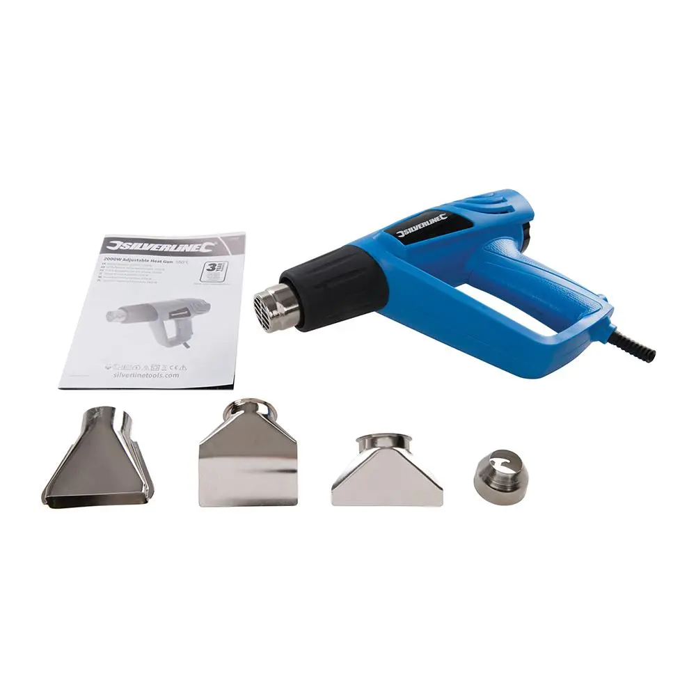 Silverline 2000w Silverstorm Hot Air Gun Wallpaper Paint Stripper 4 Nozzle - Image 6