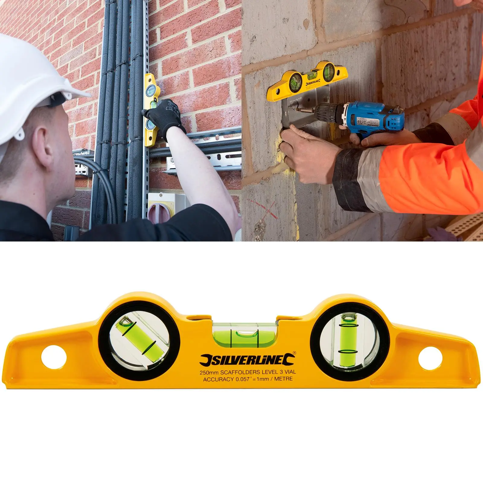 Silverline 250mm Scaffolders Spirit Level with Magnetic Base - Image 4