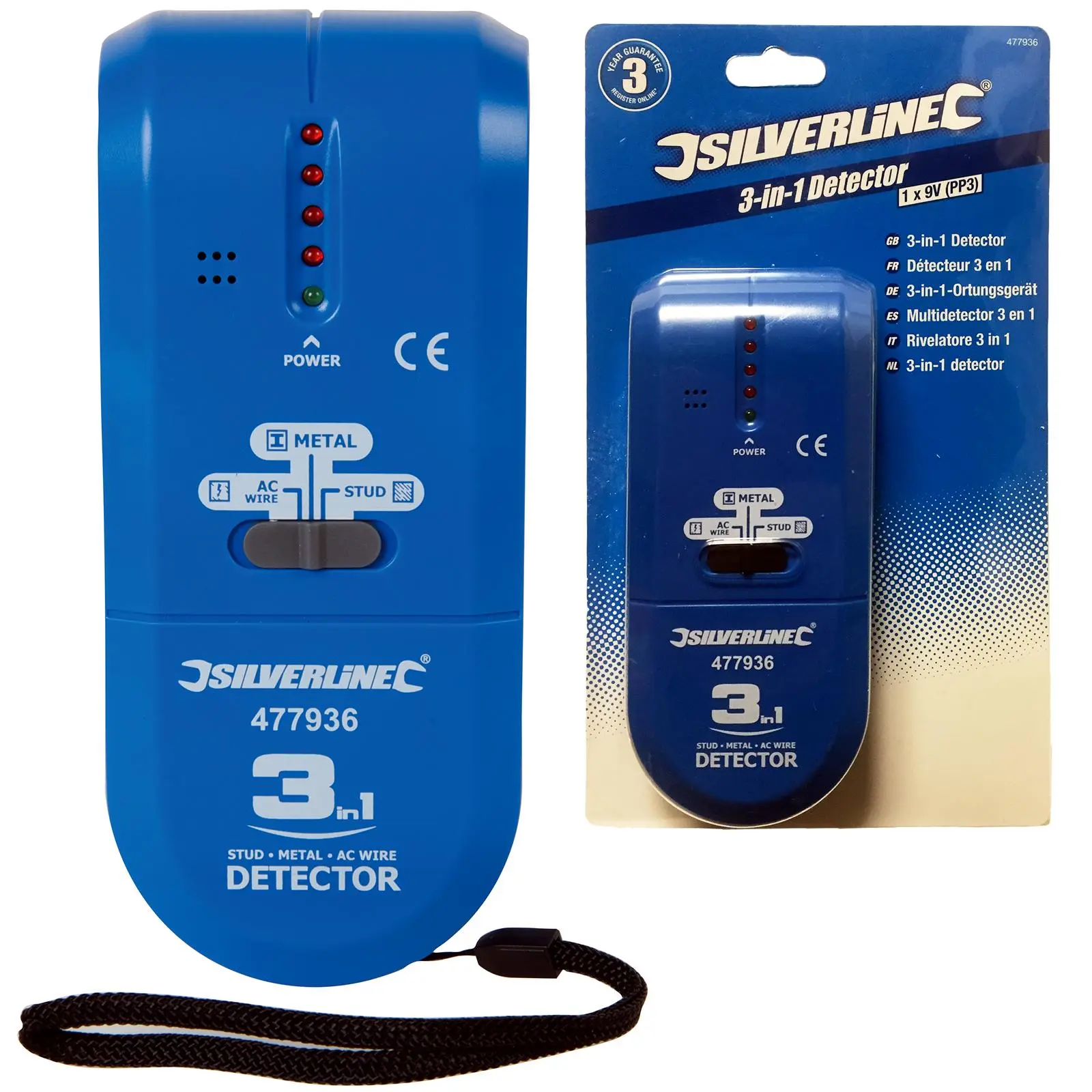 Silverline 3 in 1 Detector Volt Stud Metal Live AC Wire Joist Tester - Image 4