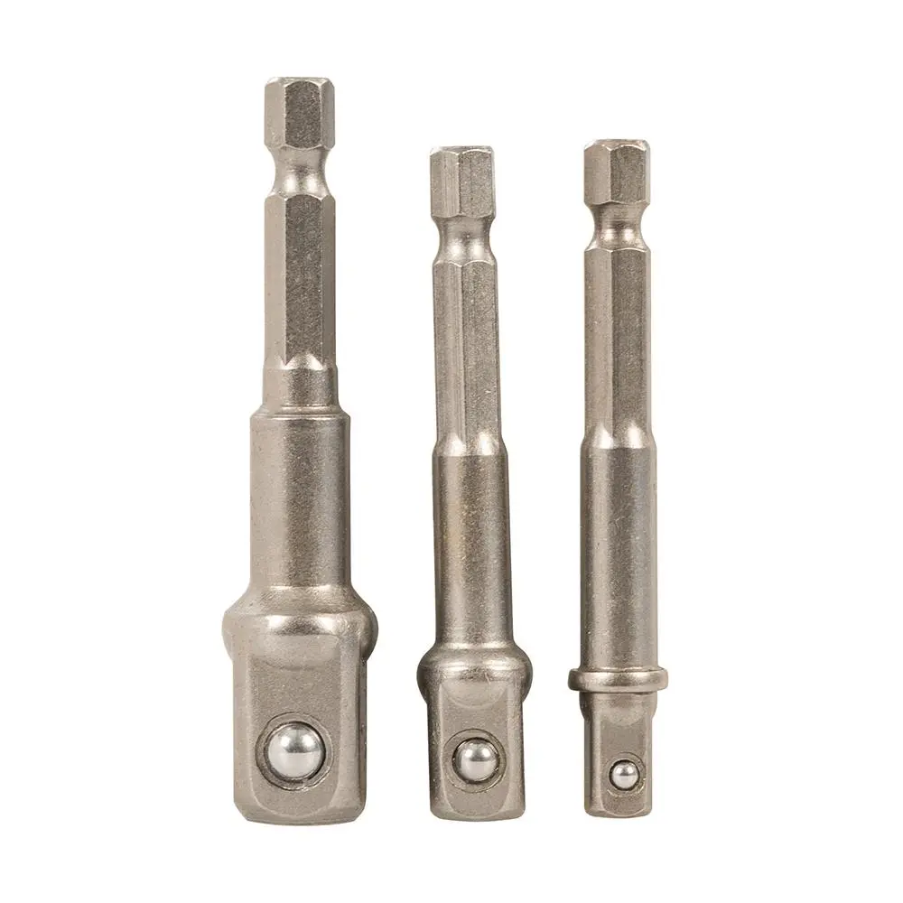 Silverline 3 Piece Hex Socket Driver Set Shank 1/4", 3/8" & 1/2" Drill Adaptor Converter